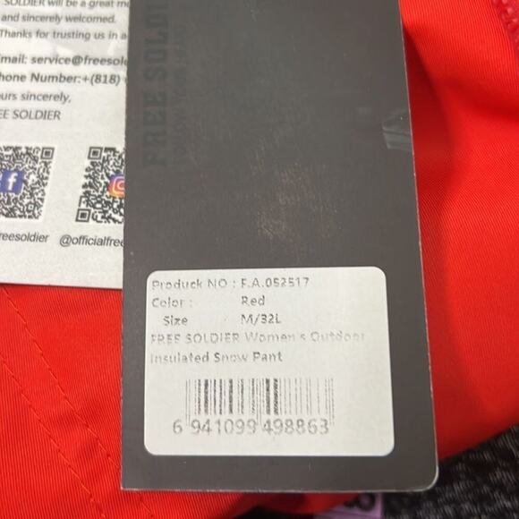 FREE SOLDIER OUTDOOR INSULATED SNOW PANTS SIZE M/32L NWT - Picture 5 of 5